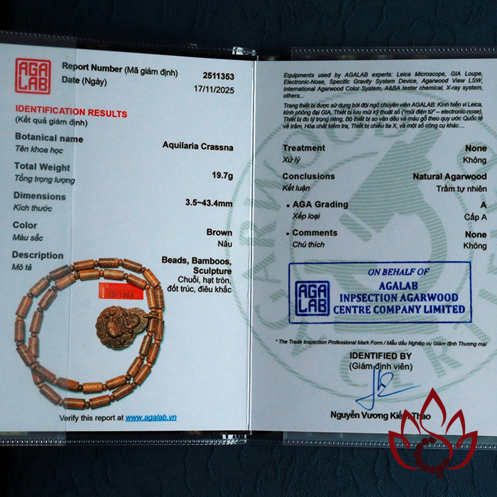 Dây Chuyền Trầm Hương Trụ Trúc | 8 Ly | Trầm Tốc Kiến Tự Nhiên Lâu Năm